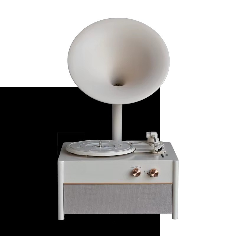 Audio Music Player Pc - Elegante witte vinyl platenspeler vintage stijl