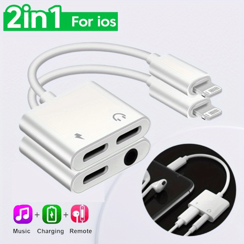 Audio And Music Splitter - Dual-Port 2-in-1 Lightning-splitter, ondersteunt opladen, muziek-